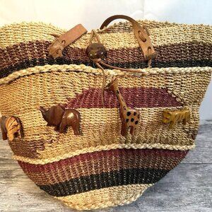 Vintage African Artisan Handbag Shoulder Bag Ethnic Bucket Bag Purse Toni Large